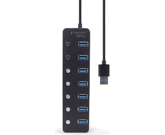 Gembird UHB-U3P7P-01  7-port USB 3.1 (Gen 1) hub with switches, black