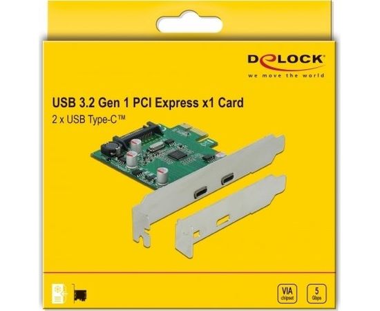 DeLOCK PCIe x1> 2x external SuperSpeed ??USB - (USB 3.2 Gen 1) USB Type-C