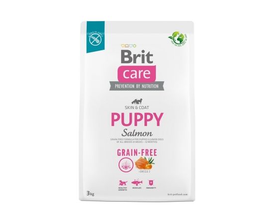 Dry food for puppies and young dogs of all breeds (4 weeks - 12 months).Brit Care Dog Grain-Free Puppy Salmon 3kg