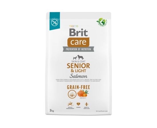 Dry food for older dogs, all breeds (over 7 years of age) Brit Care Dog Grain-Free Senior&Light Salmon 3kg