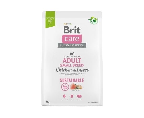BRIT Care Dog Sustainable Adult Small Breed Chicken & Insect  - dry dog food - 3 kg