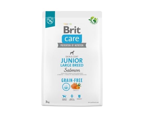 Dry food for young dog (3 months - 2 years), large breeds over 25 kg - Brit Care Dog Grain-Free Junior Large salmon 3kg