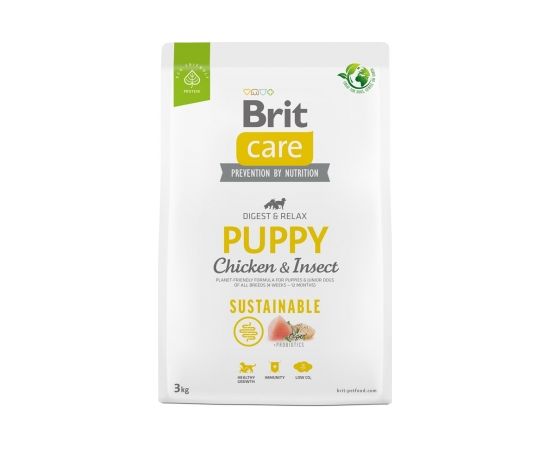 BRIT Care Dog Sustainable Puppy Chicken & Insect  - dry dog food - 3 kg