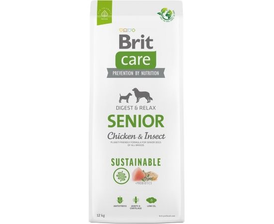 BRIT Care Dog Sustainable Senior Chicken & Insect - dry dog food - 12 kg