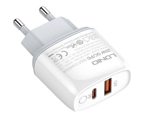 Wall charger LDNIO A2424C USB, USB-C 20W + Lightning Cable