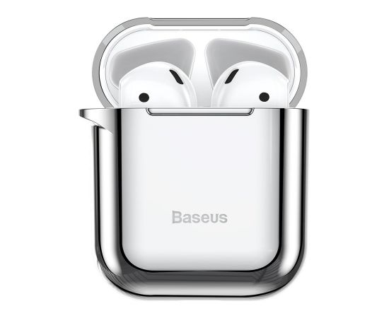 Baseus Shining Hook Силиконовый чехол для наушников Apple Airpods 1 | 2 Серебряный