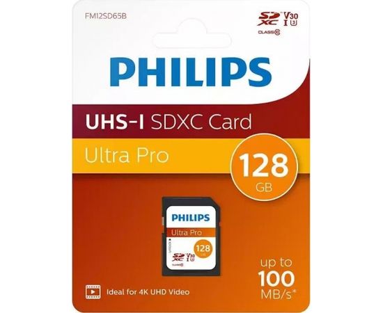 Philips Ultra Pro SDXC 128 GB Class 10 UHS-I/U3 V30 (FM12SD65B/00)