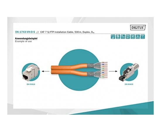 Digitus Professional Cat7 S/FTP installation cable duplex, Dca (orange, 500 meter drum)