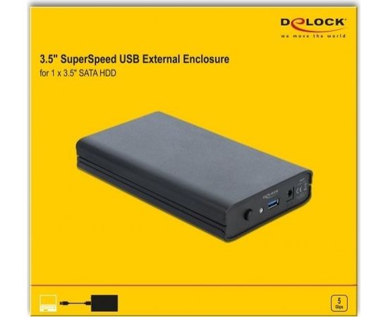 DeLOCK 42612 storage drive enclosure 3.5" HDD enclosure Black, Drive cases