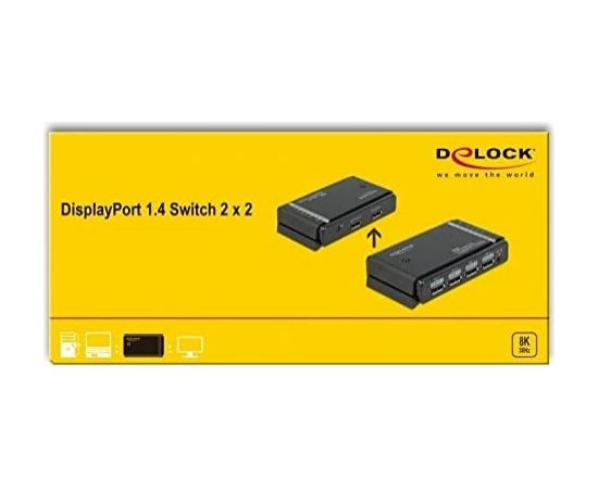 DeLOCK DisplayPort 1.4 Switch 2 x 2 DisplayPort in to 1 x 2 DisplayPort out 8K, DisplayPort Switch (black) Коммутаторы (Switch)