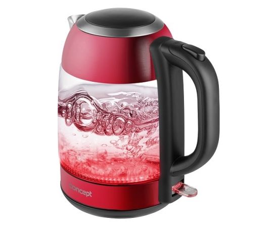 Concept RK4081 electric kettle 1.7 L 2200 W Black, Red, Stainless steel, Transparent