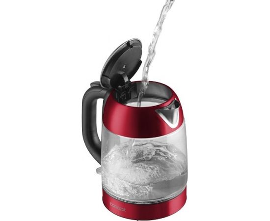 Concept RK4081 electric kettle 1.7 L 2200 W Black, Red, Stainless steel, Transparent