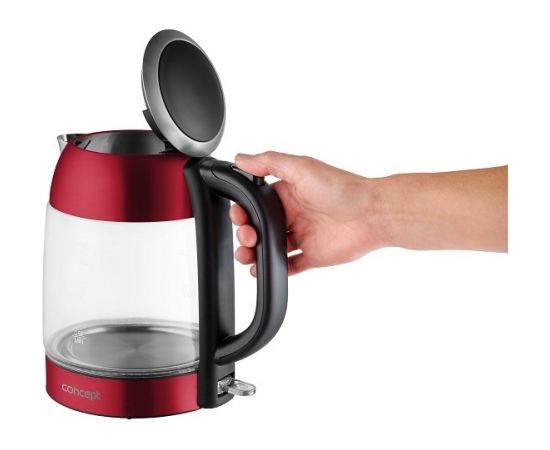 Concept RK4081 electric kettle 1.7 L 2200 W Black, Red, Stainless steel, Transparent