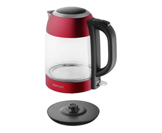 Concept RK4081 electric kettle 1.7 L 2200 W Black, Red, Stainless steel, Transparent