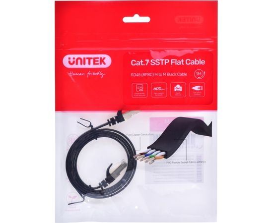 UNITEK KABEL SIECIOWY ETHERNET RJ45 FLAT,CAT.7, 1M