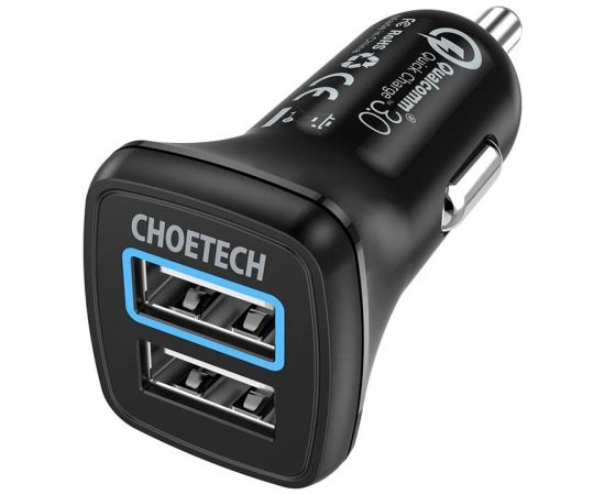 Choetech Car Charger 30W QC 3.0 Dual Ports (black)