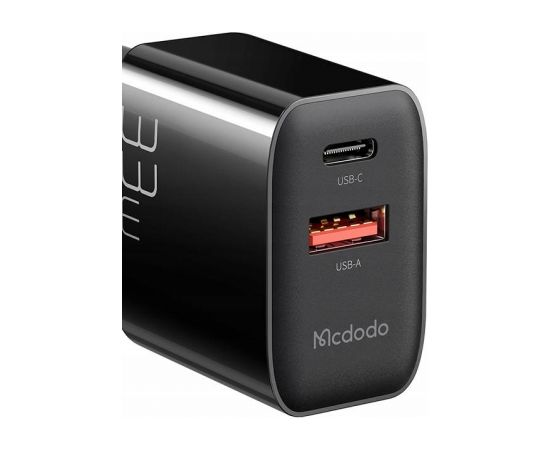 Wall charger Mcdodo CH-0922 USB + USB-C, 33W + USB-C cable (black)