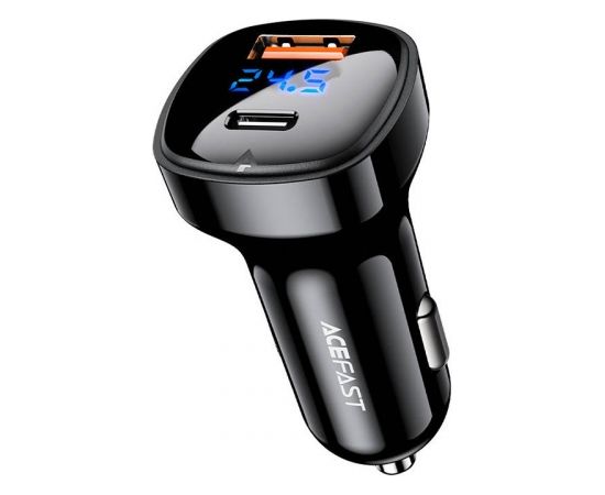 Car Charger Acefast B4, 66W, USB-C + USB, with display (black)