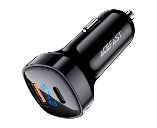 Car Charger Acefast B4, 66W, USB-C + USB, with display (black)