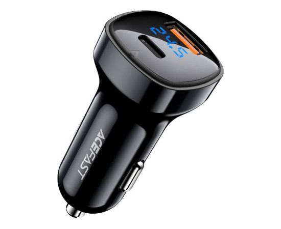 Car Charger Acefast B4, 66W, USB-C + USB, with display (black)