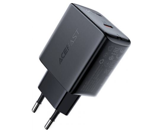 LĀDĒTĀJS Acefast A1 PD20W, 1x USB-C (black) (ātra lādēšana)