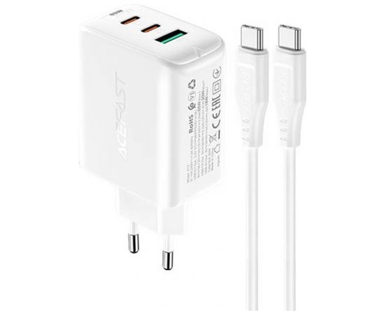 Wall Charger Acefast A13 PD 65W, 2x USB-C + USB (white)