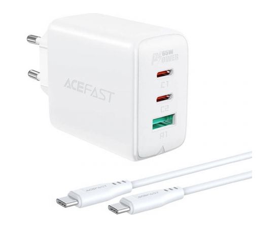 Wall Charger Acefast A13 PD 65W, 2x USB-C + USB (white) Зарядные устройства