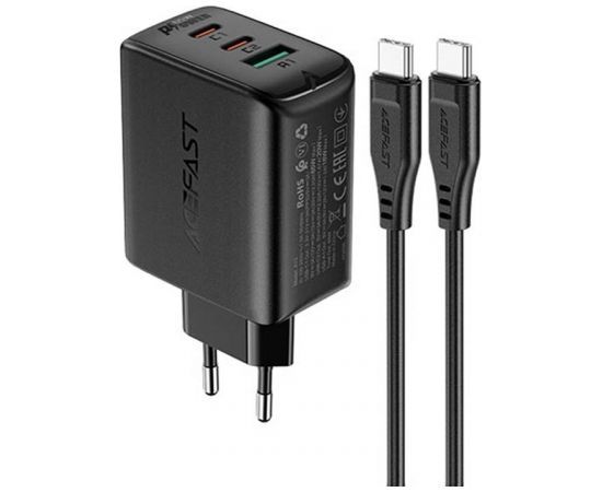 Wall Charger Acefast A13 PD 65W, 2x USB-C + USB  (black)
