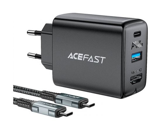 Wall Charger Acefast A17, 65W GaN + kabel USB-C (black)