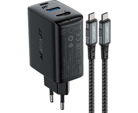 Wall Charger Acefast A17, 65W GaN + kabel USB-C (black)