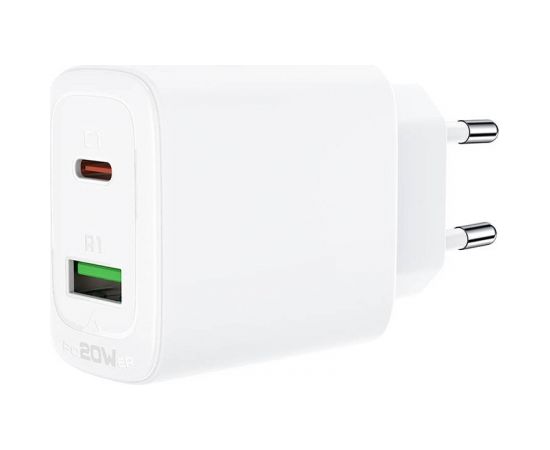 Wall Charger Acefast A25, USB + USB-C, PD 20W (white)