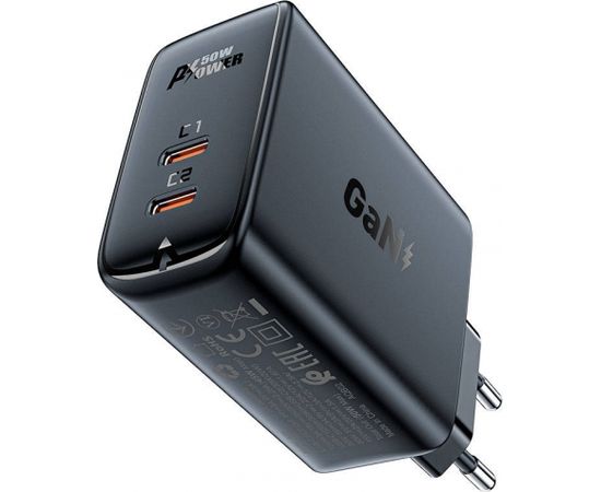 Wall charger Acefast A29 PD50W GAN 2x USB-C 50W (black)