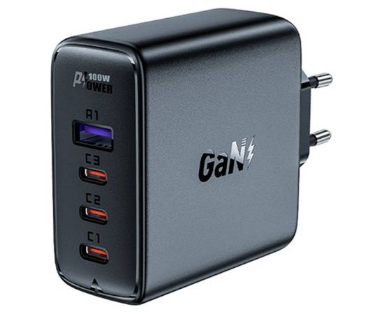 Wall charger Acefast  A37 PD100W GAN, 4x USB, 100W (black)