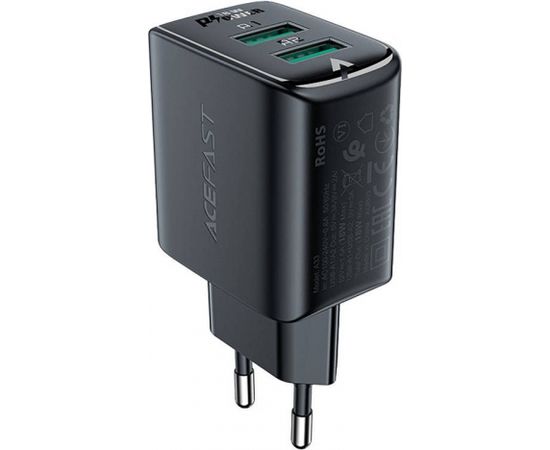 Wall Charger Acefast A33, 2x USB, 18W, QC3.0 (czarna)