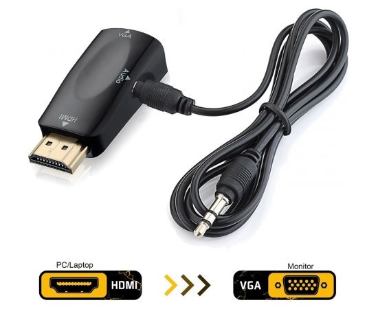 RoGer HDMI uz VGA (+ Audio) pārveidotājs melns