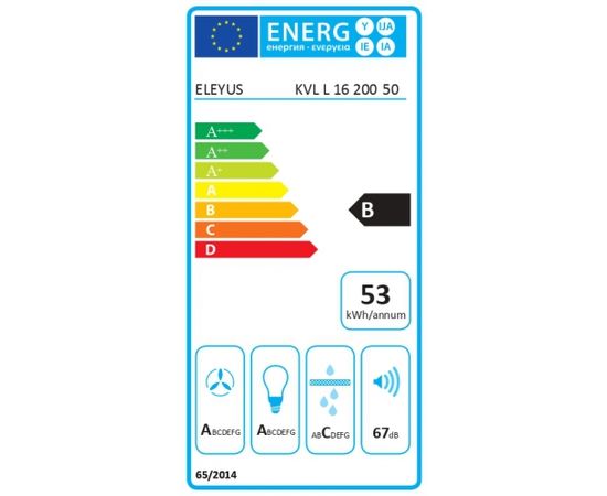 Eleyus KVL L16 200 50BL Tvaika nosūcējs 50cm Melns