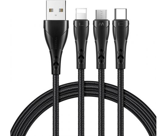 3in1 USB to USB-C / Lightning / Micro USB Cable, Mcdodo CA-6960, 1.2m (Black)