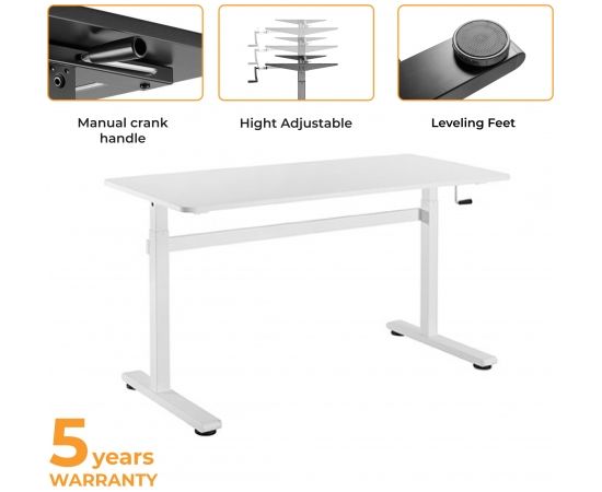 Up Up Loki Adjustable Height Table, White