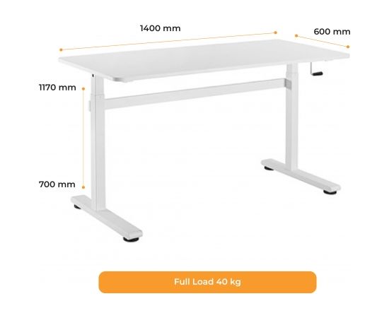 Up Up Loki Adjustable Height Table, White