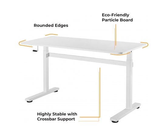 Up Up Loki Adjustable Height Table, White