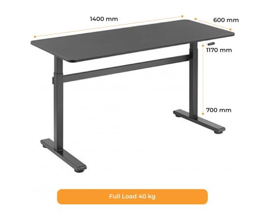 Up Up Loki Adjustable Height Table, Black