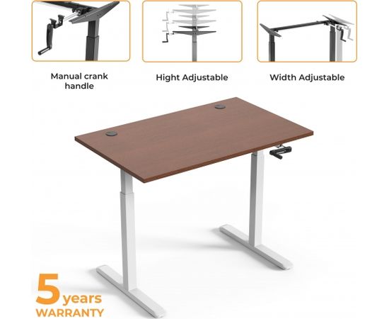 Up Up Ragnar Adjustable Height Table White frame, Table top Dark Wallnut M