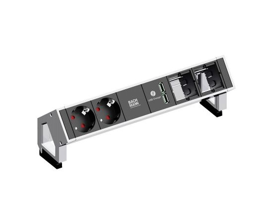 Bachmann DESK 2 2AC outlet(s) 0.2m Black,Stainless steel