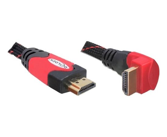 Delock HDMI wtyk A-StA angled black/rd 2m