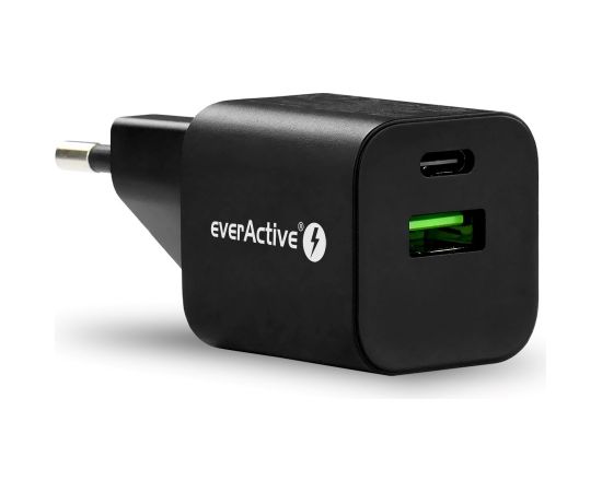 everActive GaN SC-390QB wall charger with USB QC3.0 socket and USB-C PD PPS 30W