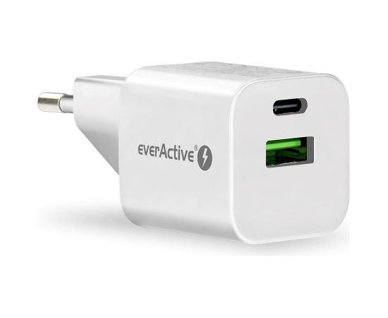 everActive GaN SC-390Q wall charger with USB QC3.0 socket and USB-C PD PPS 30W