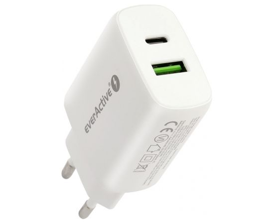 everActive SC-370Q wall charger with USB QC3.0 socket and USB-C PD PPS 25W