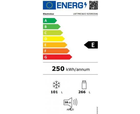 Electrolux LNT7ME36X3 ledusskapis 201cm sudraba