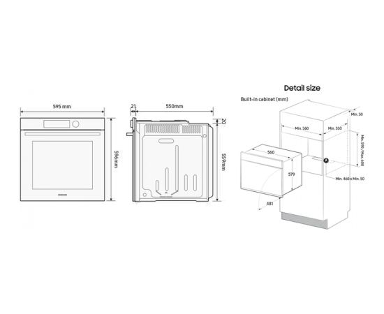 Samsung NV7B41301AK cepeškrāsns, pirolīze, melna