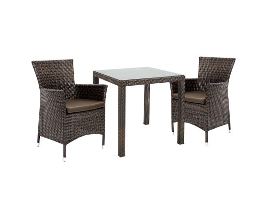 Садовая мебель WICKER стол и 2 стула, тёмно-коричневый